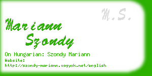 mariann szondy business card